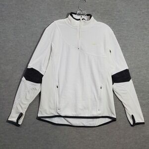 VINTAGE Nike Sphere Thermal Women Sweatshirt L White Waffle Knit Thermal READ